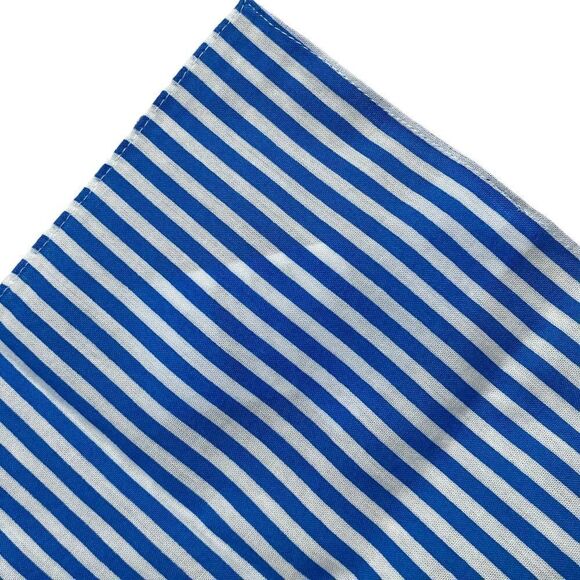 J.Crew Factory Banker Stripe Cotton Bandana Blue White Square Scarf NWT - Picture 2 of 5